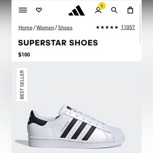Adidas superstar sneakers shell toe size 7 women’s fits like a size 7.5